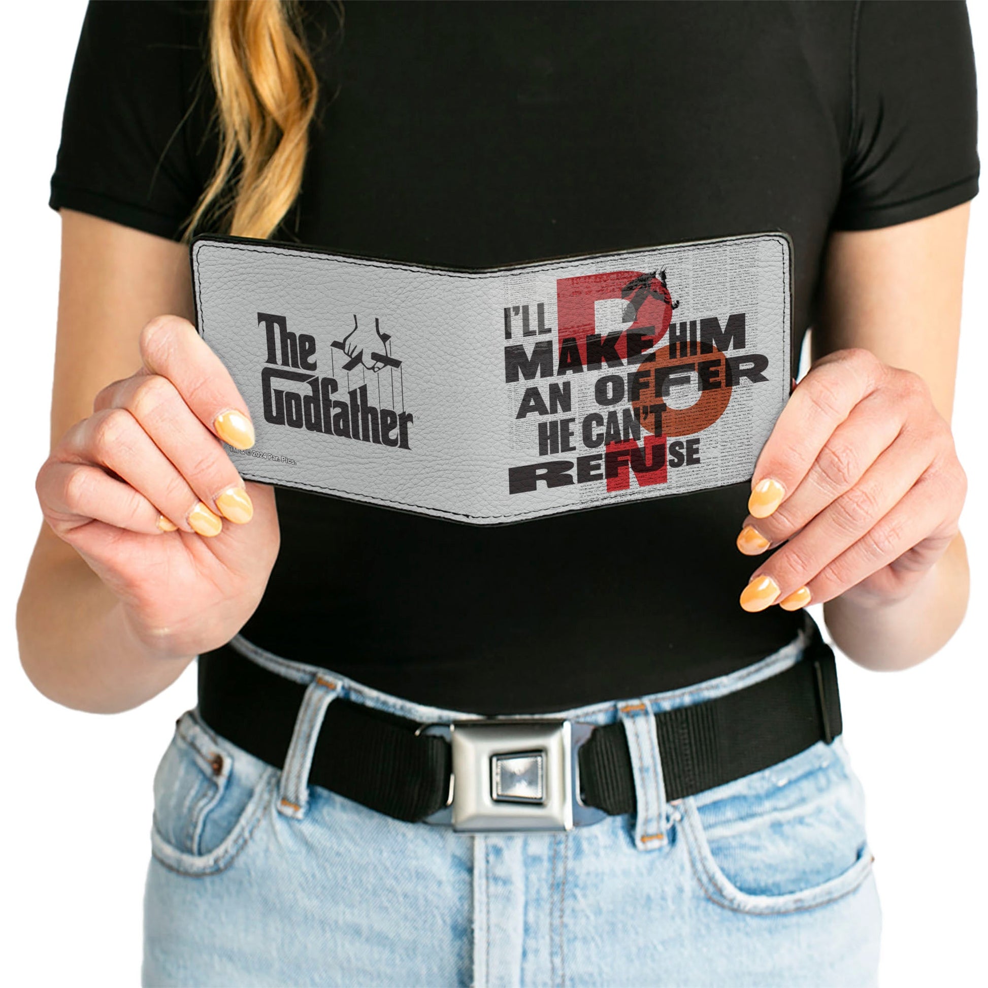 Bi-Fold Wallet - The Godfather I'LL MAKE HIM AN OFFER and Title Logo News Print White/Black/Red - MEGA POP COMICS 