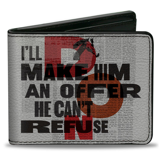 Bi-Fold Wallet - The Godfather I'LL MAKE HIM AN OFFER and Title Logo News Print White/Black/Red - MEGA POP COMICS 