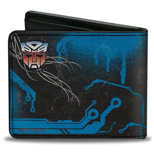 Bi-Fold Wallet - Transformers Autobot Gradient Shield and Circuitry Black/Blues - MEGA POP COMICS 