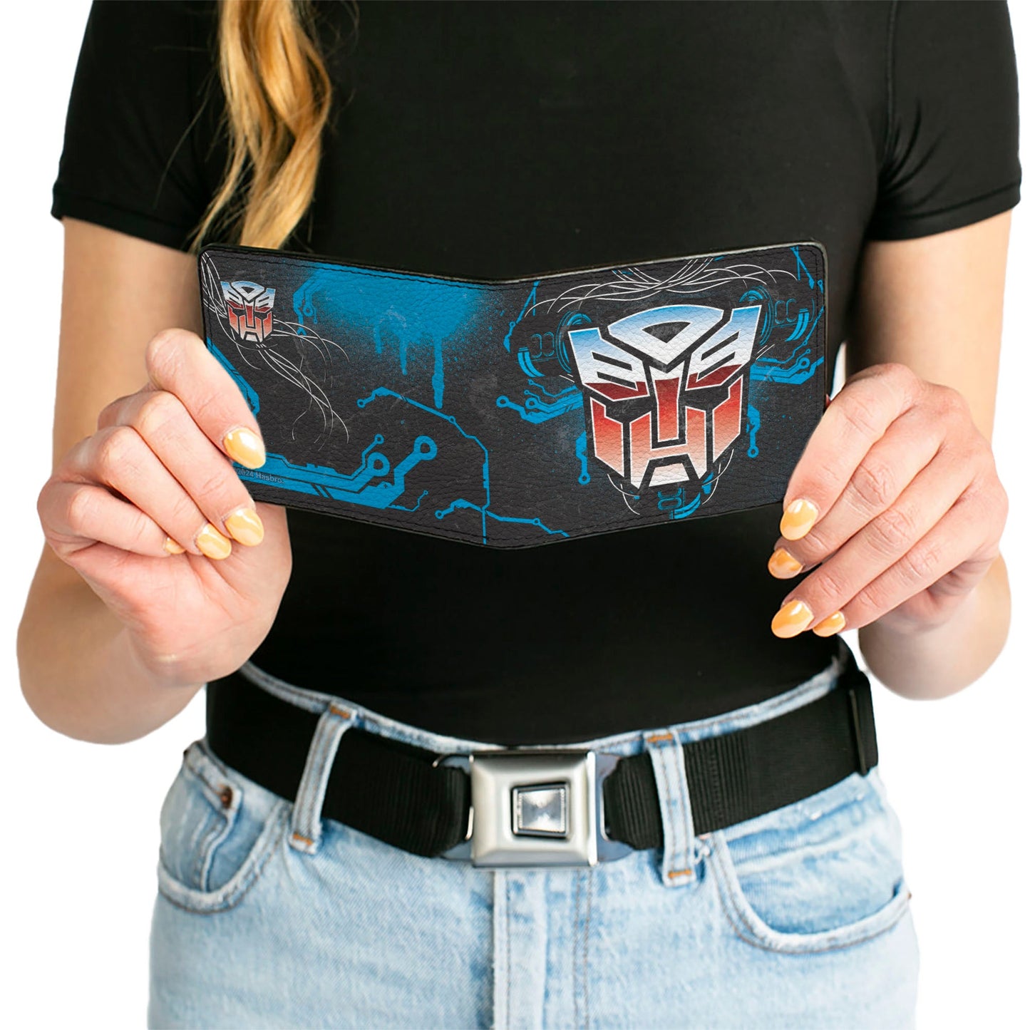 Bi-Fold Wallet - Transformers Autobot Gradient Shield and Circuitry Black/Blues - MEGA POP COMICS 