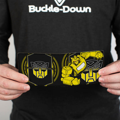 Bi-Fold Wallet - Transformers Bumblebee Pose and Autobot Logo Shield Black/Yellows - MEGA POP COMICS 