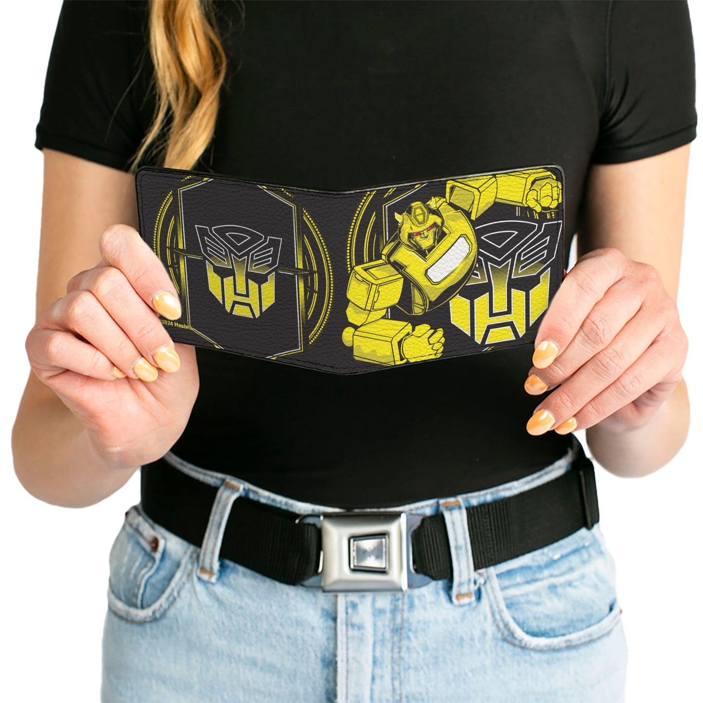 Bi-Fold Wallet - Transformers Bumblebee Pose and Autobot Logo Shield Black/Yellows - MEGA POP COMICS 