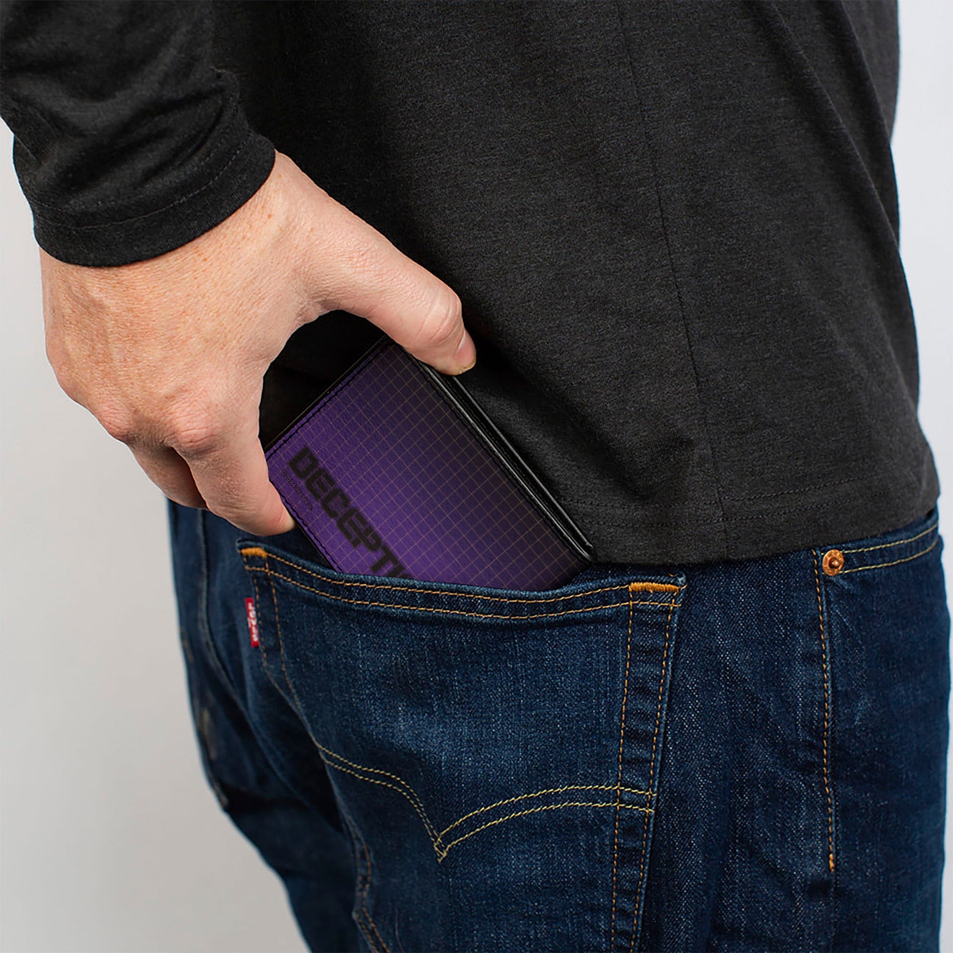 Bi-Fold Wallet - Transformers DECEPTICONS Shield Splatter and Text Grid Fade Purples - MEGA POP COMICS 