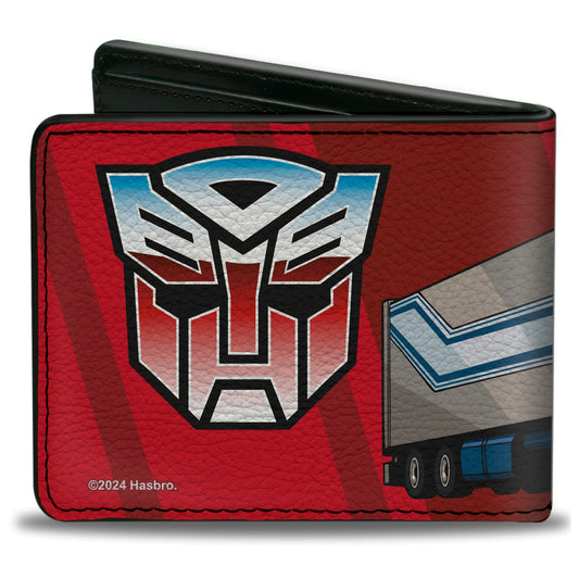 Bi-Fold Wallet - Transformers Optimus Prime Semi Truck and Autobot Shield Reds - MEGA POP COMICS 