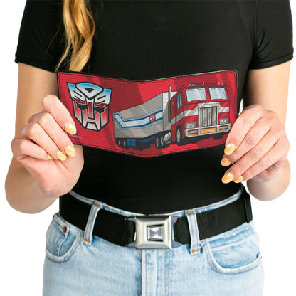 Bi-Fold Wallet - Transformers Optimus Prime Semi Truck and Autobot Shield Reds - MEGA POP COMICS 