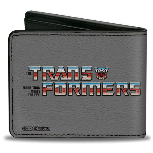 Bi-Fold Wallet - TRANSFORMERS THE BATTLE OF CYBERTRON Scene and Title Logo Gray - MEGA POP COMICS 