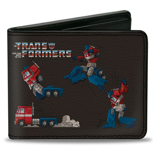 Bi-Fold Wallet - TRANSFORMERS Optimus Prime and Megatron Conversion Scenes Black - MEGA POP COMICS 
