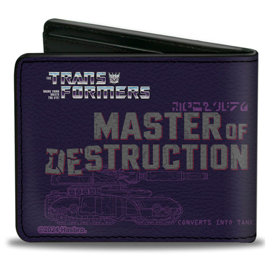 Bi-Fold Wallet - Transformers MEGATRON DECEPTICON MASTER OF DESTRUCTION and Tank Purples - MEGA POP COMICS 