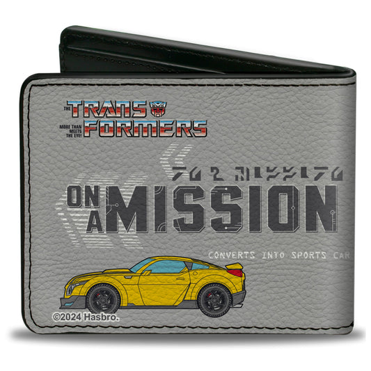 Bi-Fold Wallet - Transformers BUMBLEBEE ON A MISSION and Sports Car Gray - MEGA POP COMICS 