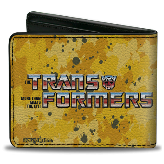 Bi-Fold Wallet - TRANSFORMERS Bumblebee STAND STRONG Autobot Icon Splatter Yellows - MEGA POP COMICS 
