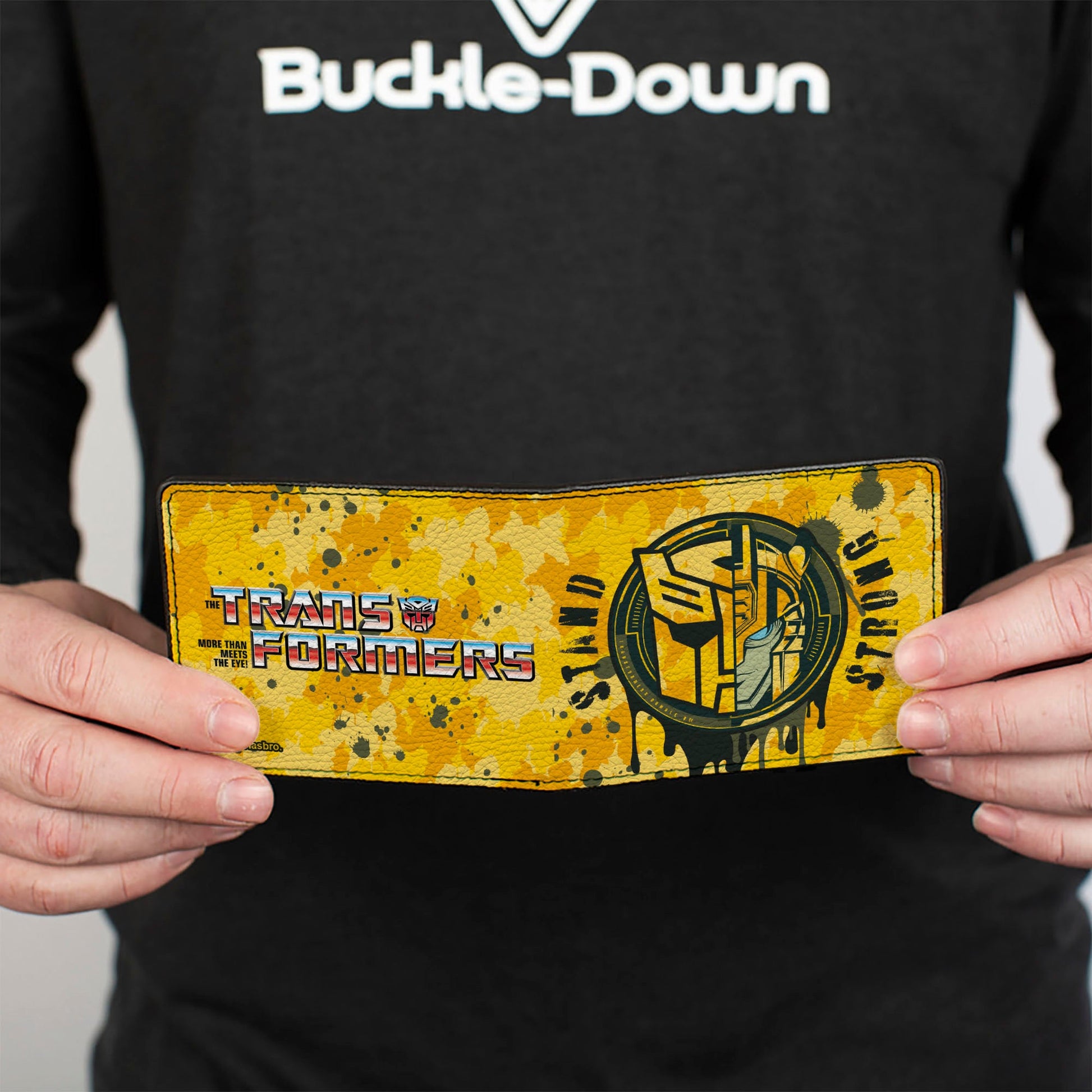 Bi-Fold Wallet - TRANSFORMERS Bumblebee STAND STRONG Autobot Icon Splatter Yellows - MEGA POP COMICS 