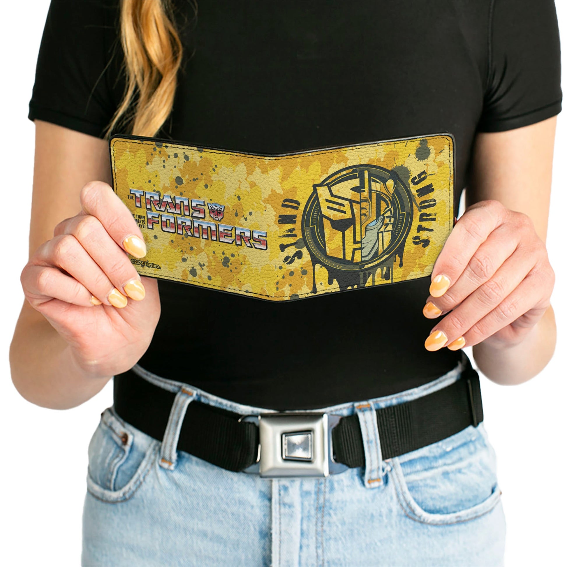 Bi-Fold Wallet - TRANSFORMERS Bumblebee STAND STRONG Autobot Icon Splatter Yellows - MEGA POP COMICS 