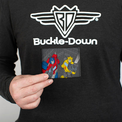 Bi-Fold Wallet - TRANSFORMERS Optimus Prime and Bumblebee BUILT FOR GREATNESS Pose Grays - MEGA POP COMICS 