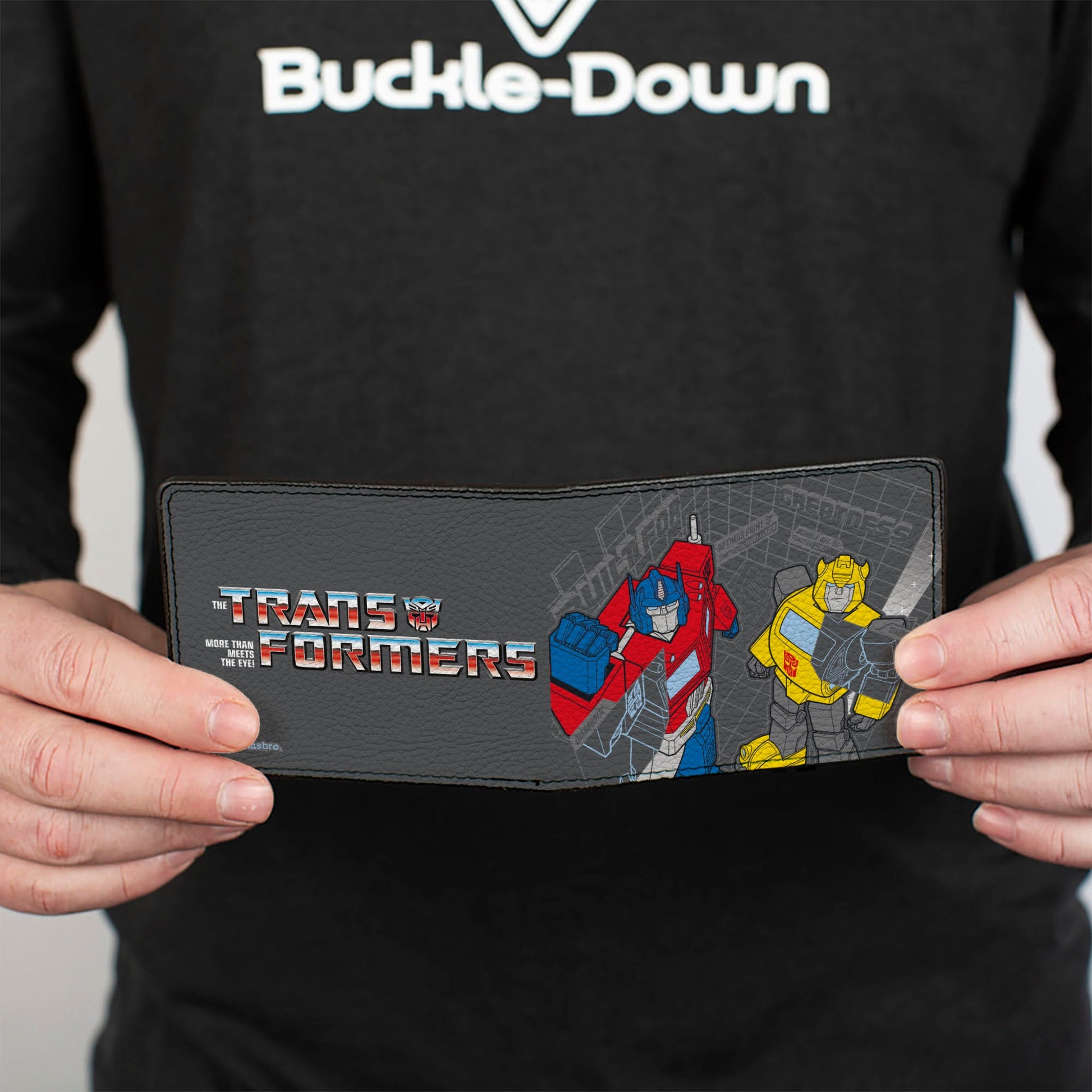Bi-Fold Wallet - TRANSFORMERS Optimus Prime and Bumblebee BUILT FOR GREATNESS Pose Grays - MEGA POP COMICS 