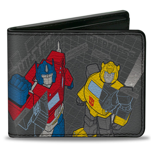 Bi-Fold Wallet - TRANSFORMERS Optimus Prime and Bumblebee BUILT FOR GREATNESS Pose Grays - MEGA POP COMICS 