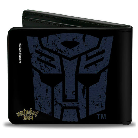 Bi-Fold Wallet - Transformers GRIMLOCK Sword Pose and Autobot Shield Black/Blue/Beige - MEGA POP COMICS 