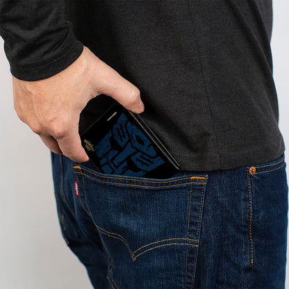 Bi-Fold Wallet - Transformers GRIMLOCK Sword Pose and Autobot Shield Black/Blue/Beige - MEGA POP COMICS 