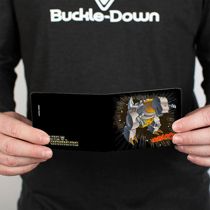 Bi-Fold Wallet - Transformers GRIMLOCK Tyrannosaurus Rex Halftone Pose and Logo Black - MEGA POP COMICS 