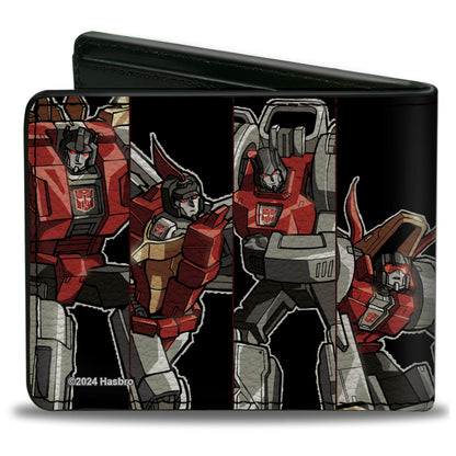 Bi-Fold Wallet - Transformers DINOBOTS Grimlock/Snarl/Swoop/Sludge/Slag Panels Black/Reds - MEGA POP COMICS 