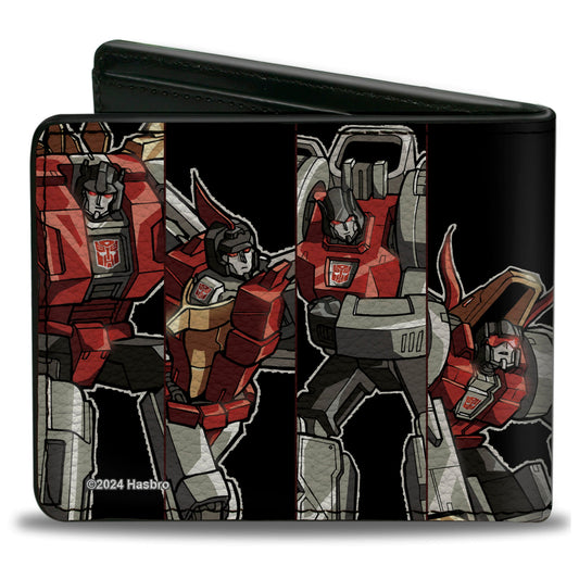 Bi-Fold Wallet - Transformers DINOBOTS Grimlock/Snarl/Swoop/Sludge/Slag Panels Black/Reds - MEGA POP COMICS 
