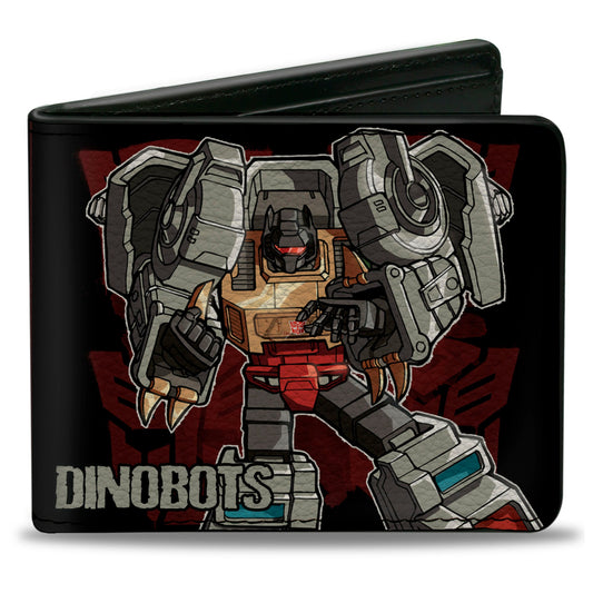 Bi-Fold Wallet - Transformers DINOBOTS Grimlock/Snarl/Swoop/Sludge/Slag Panels Black/Reds - MEGA POP COMICS 