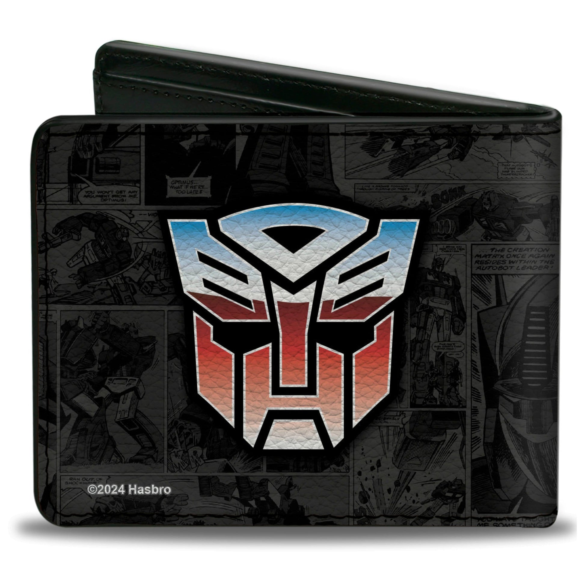 Bi-Fold Wallet - Transformers Autobots ROLL OUT Pose and Shield Comic Panels Grays - MEGA POP COMICS 