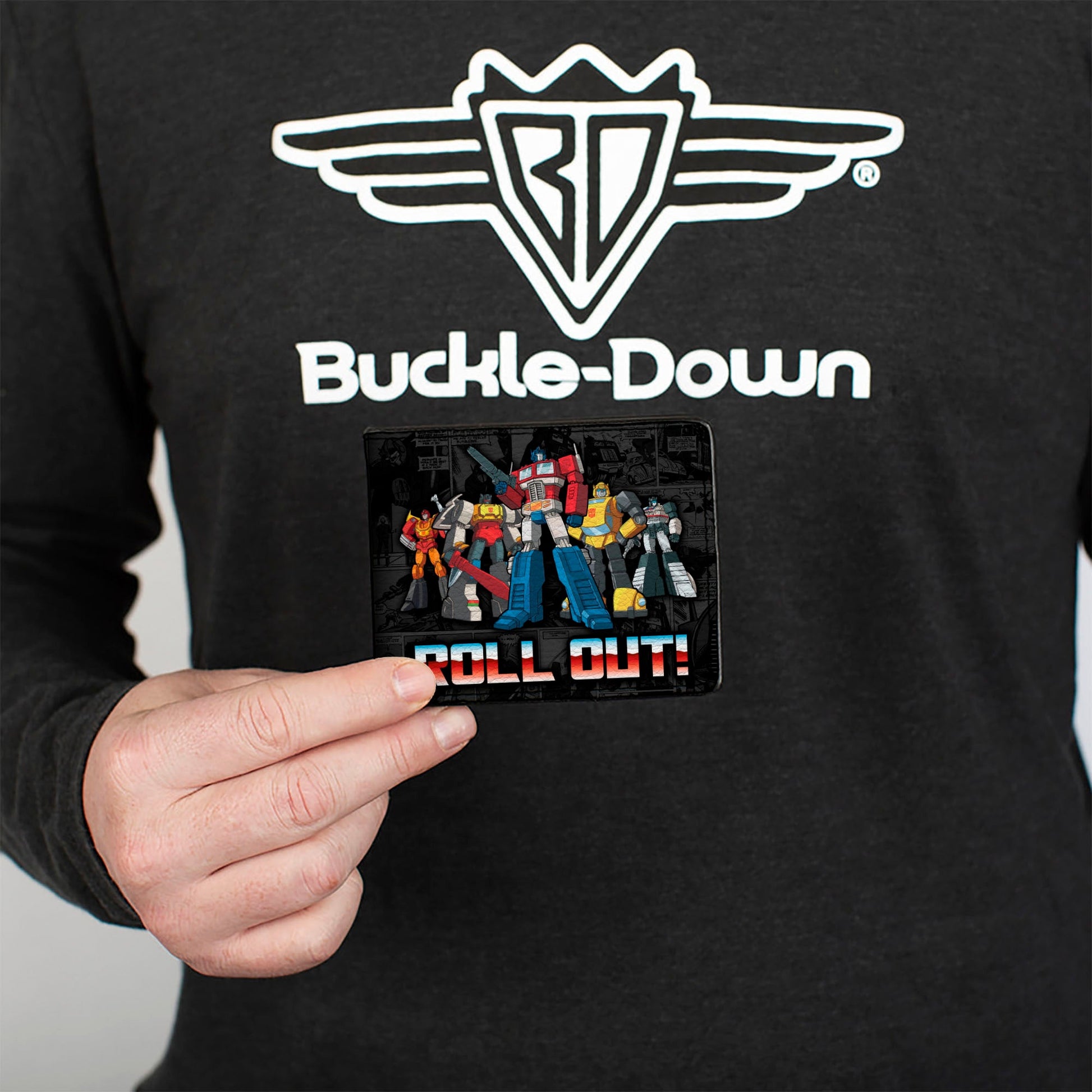 Bi-Fold Wallet - Transformers Autobots ROLL OUT Pose and Shield Comic Panels Grays - MEGA POP COMICS 