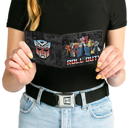 Bi-Fold Wallet - Transformers Autobots ROLL OUT Pose and Shield Comic Panels Grays - MEGA POP COMICS 
