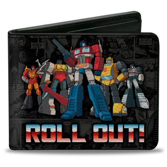 Bi-Fold Wallet - Transformers Autobots ROLL OUT Pose and Shield Comic Panels Grays - MEGA POP COMICS 
