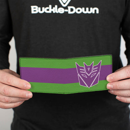 Bi-Fold Wallet - Transformers Decepticon Shield and Stripe Green/Purple/White - MEGA POP COMICS 