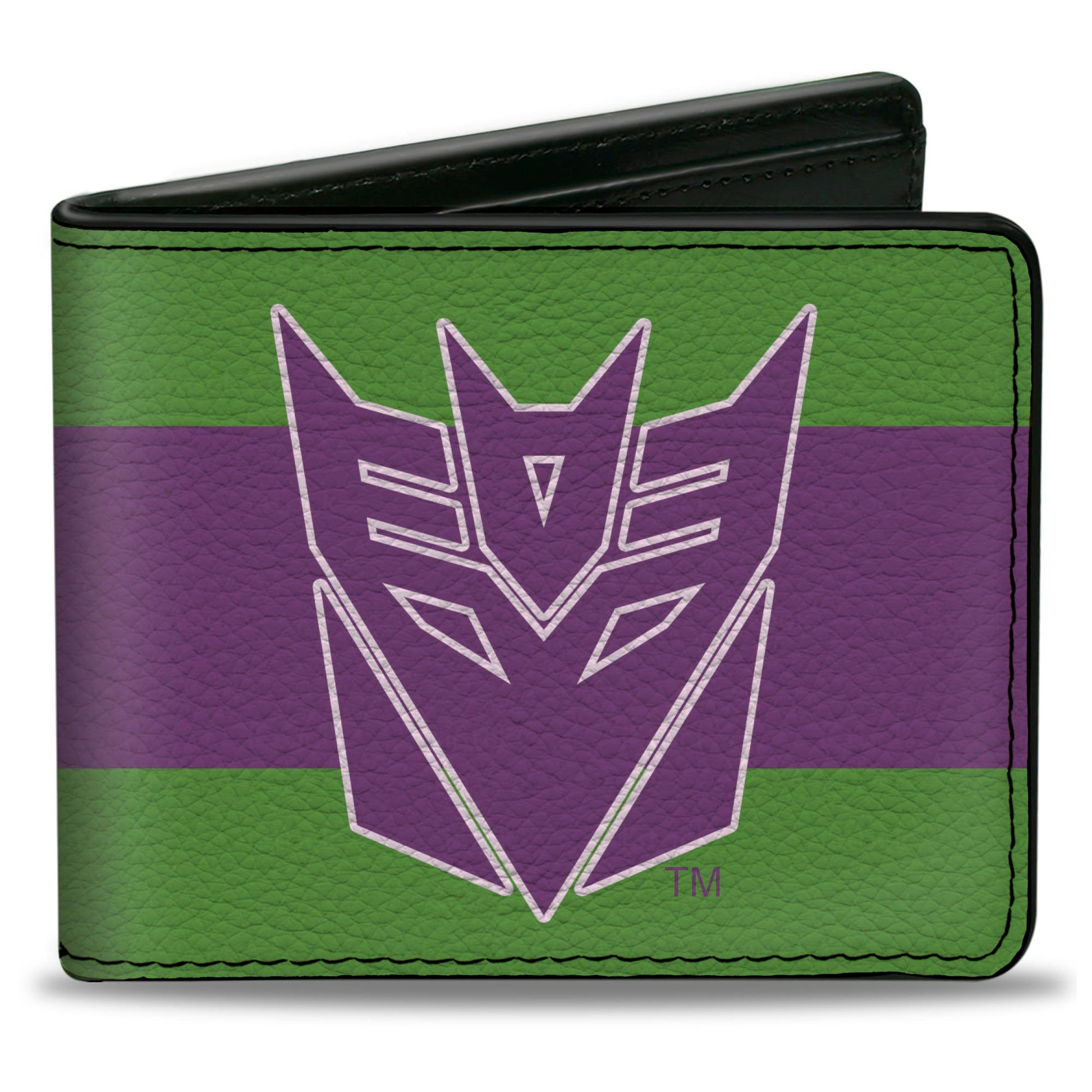 Bi-Fold Wallet - Transformers Decepticon Shield and Stripe Green/Purple/White - MEGA POP COMICS 