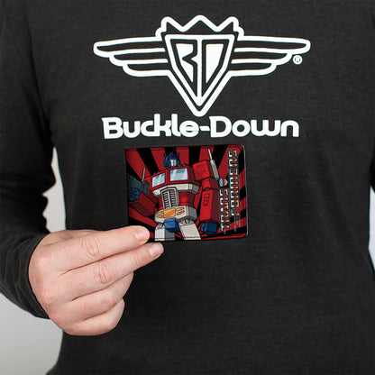 Bi-Fold Wallet - TRANSFORMERS Optimus Prime Pose and Semi Truck Rays Black/Red - MEGA POP COMICS 