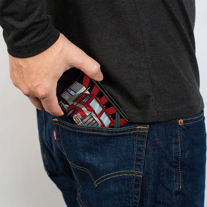 Bi-Fold Wallet - TRANSFORMERS Optimus Prime Pose and Semi Truck Rays Black/Red - MEGA POP COMICS 