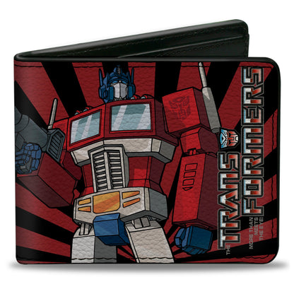 Bi-Fold Wallet - TRANSFORMERS Optimus Prime Pose and Semi Truck Rays Black/Red - MEGA POP COMICS 