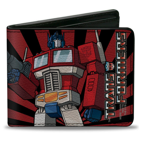 Bi-Fold Wallet - TRANSFORMERS Optimus Prime Pose and Semi Truck Rays Black/Red - MEGA POP COMICS 