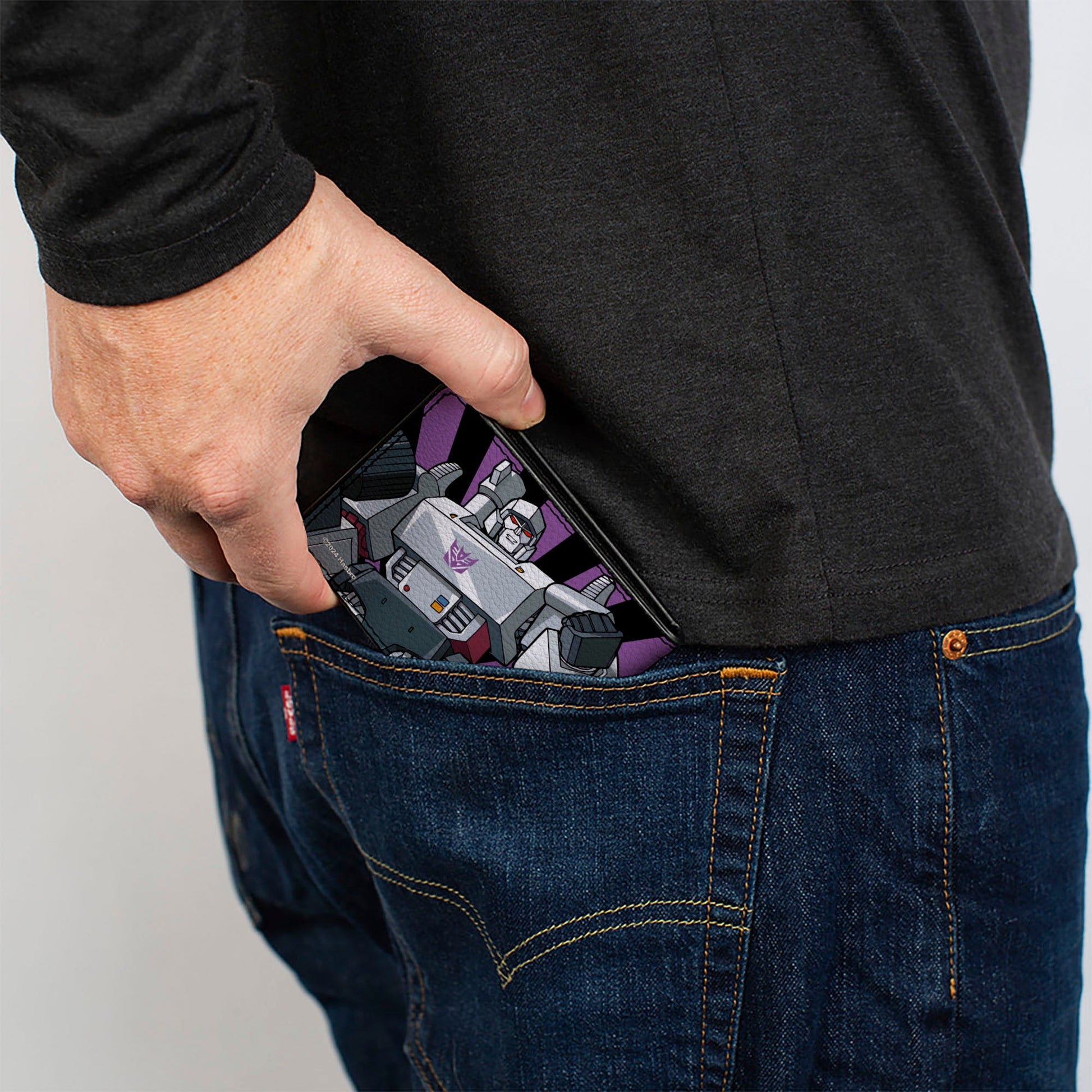 Bi-Fold Wallet - Transformers Megatron Blaster and Standing Poses Rays Black/Purple - MEGA POP COMICS 
