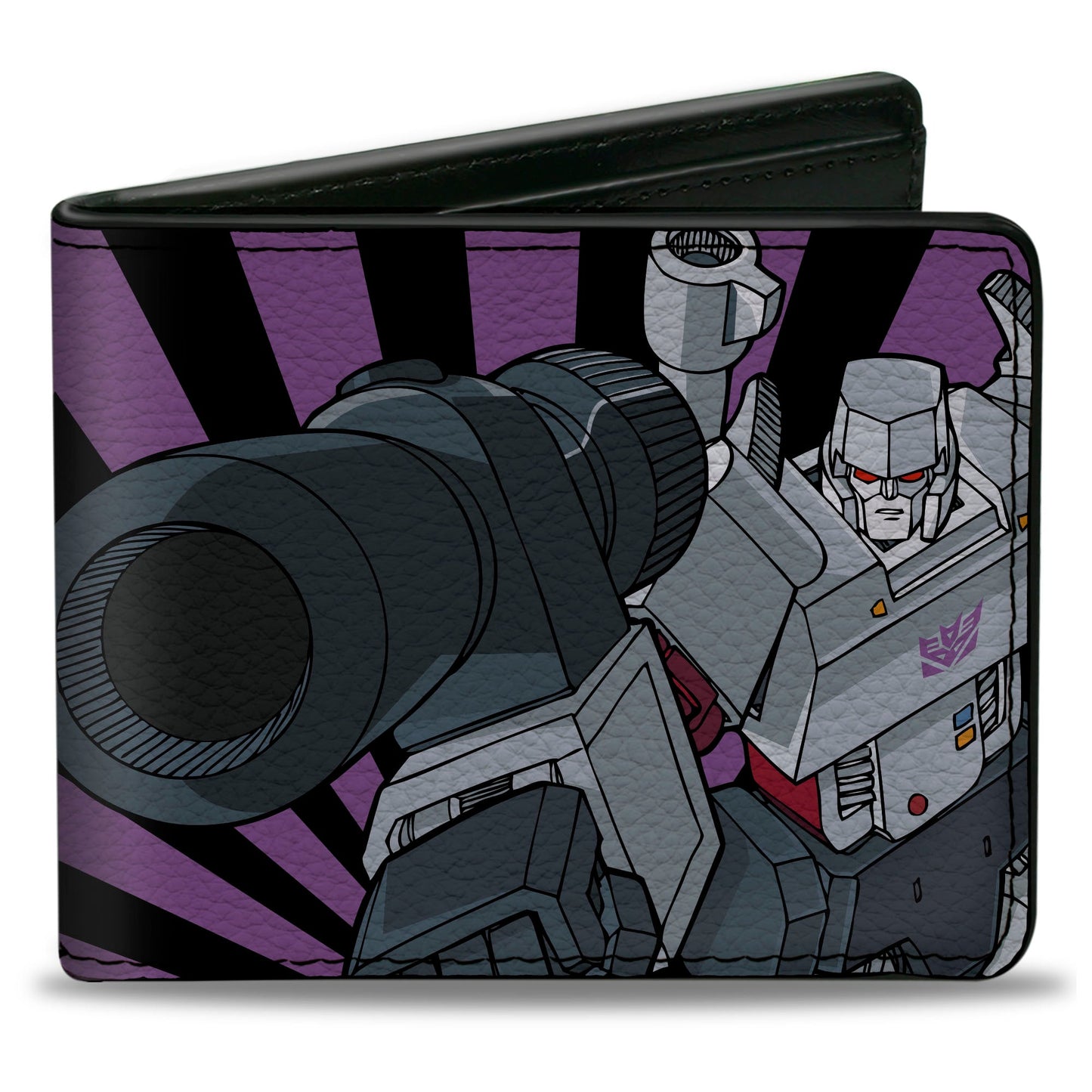 Bi-Fold Wallet - Transformers Megatron Blaster and Standing Poses Rays Black/Purple - MEGA POP COMICS 