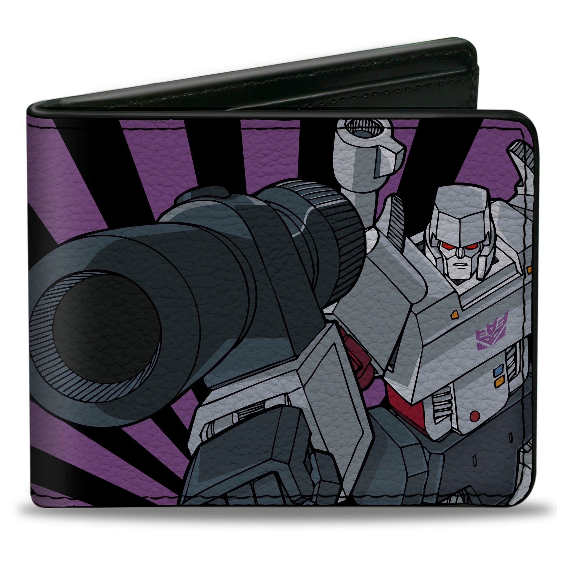 Bi-Fold Wallet - Transformers Megatron Blaster and Standing Poses Rays Black/Purple - MEGA POP COMICS 