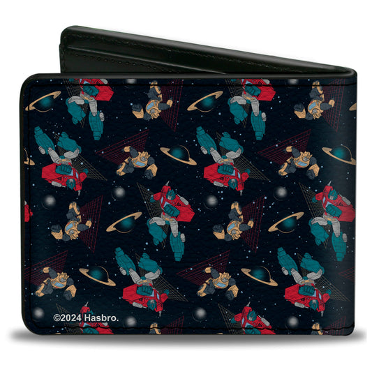 Bi-Fold Wallet - Transformers Bumblebee and Optimus Prime Pose Collage Black - MEGA POP COMICS 