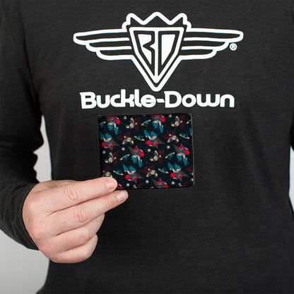 Bi-Fold Wallet - Transformers Bumblebee and Optimus Prime Pose Collage Black - MEGA POP COMICS 
