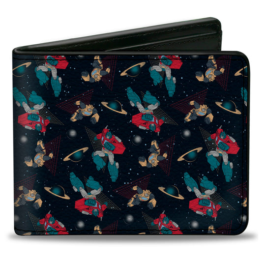Bi-Fold Wallet - Transformers Bumblebee and Optimus Prime Pose Collage Black - MEGA POP COMICS 
