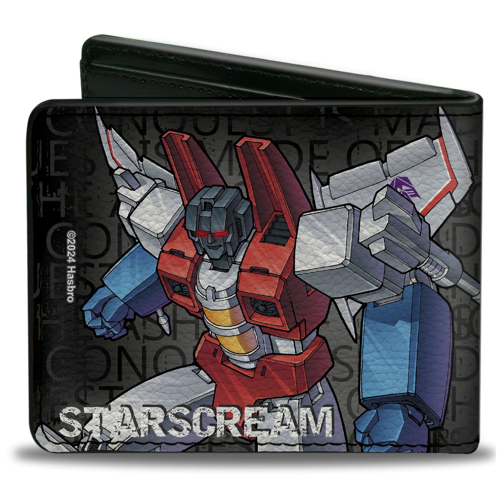 Bi-Fold Wallet - Transformers STARSCREAM Poses and Decepticon Shield Black/Grays - MEGA POP COMICS 