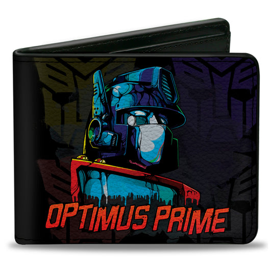 Bi-Fold Wallet - Transformers OPTIMUS PRIME Pose/Autobot Fade Black/Multi Color - MEGA POP COMICS 