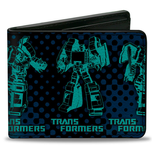 Bi-Fold Wallet - TRANSFORMERS Grimlock Poses Halftone Black/Blues - MEGA POP COMICS 