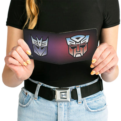 Bi-Fold Wallet - Transformers Autobot and Decepticon Gradient Shields Reds/Purples - MEGA POP COMICS 