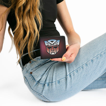 Bi-Fold Wallet - Transformers Autobot and Decepticon Gradient Shields Reds/Purples - MEGA POP COMICS 
