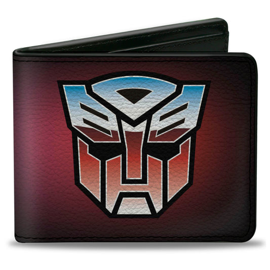 Bi-Fold Wallet - Transformers Autobot and Decepticon Gradient Shields Reds/Purples - MEGA POP COMICS 