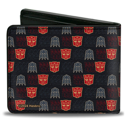 Bi-Fold Wallet - Transformers Autobot Decepticon Shield Flip Black/Multi Color - MEGA POP COMICS 