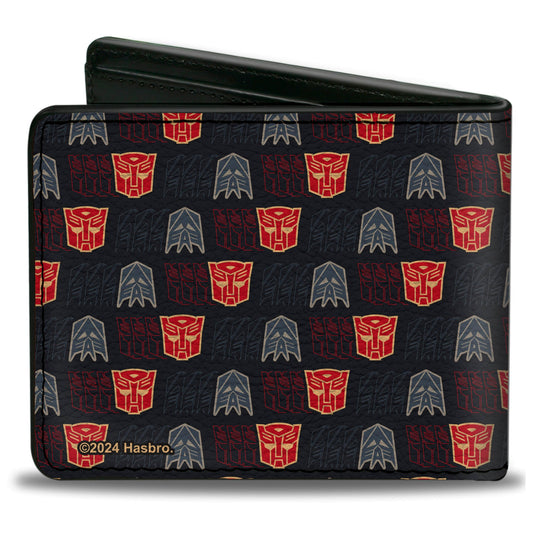 Bi-Fold Wallet - Transformers Autobot Decepticon Shield Flip Black/Multi Color - MEGA POP COMICS 