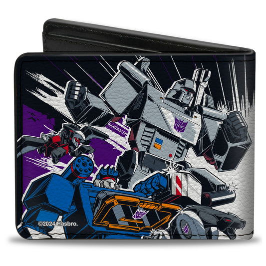 Bi-Fold Wallet - Transformers Decepticon and Autobots Battle Black/White - MEGA POP COMICS 